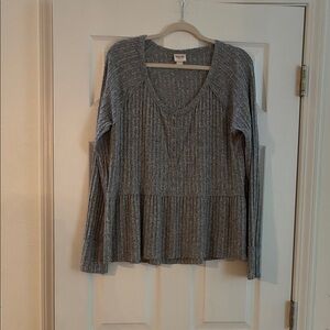Super Soft Gray Ribbed Knit Sweater